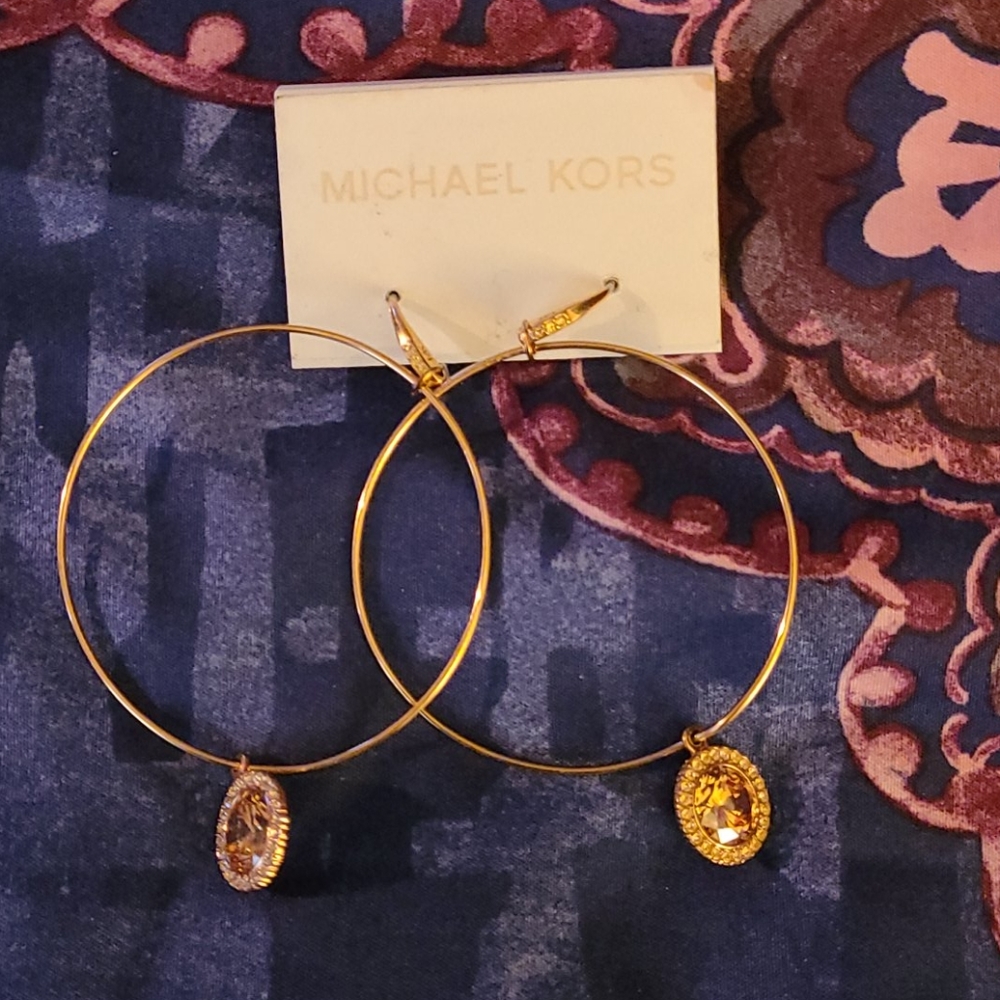 Michael Kors Gold Hoop Jewel Drop Earring